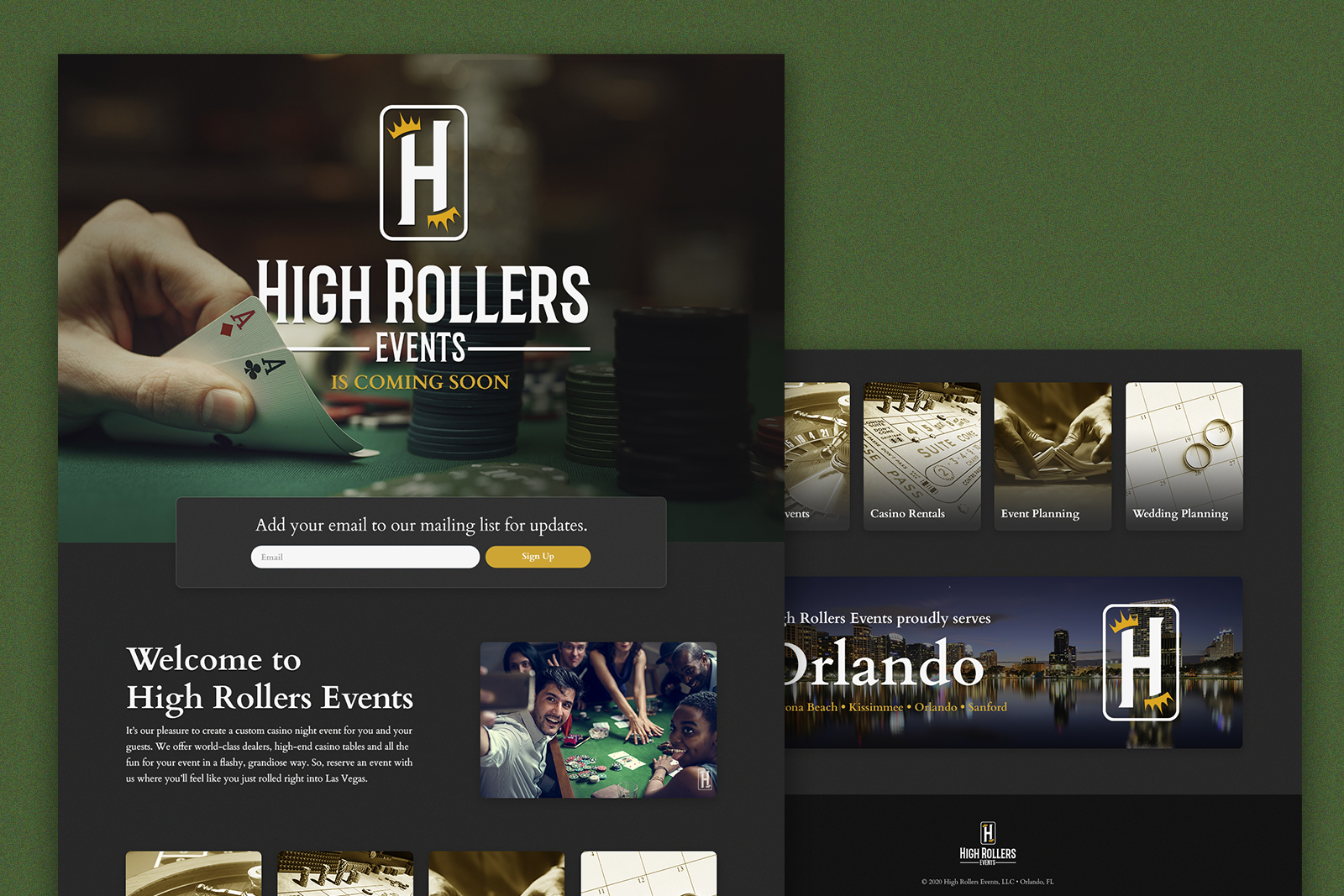 High Rollers Events Landing Page