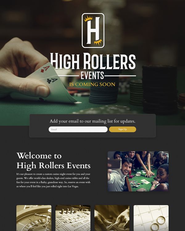 High Rollers Events Landing Page